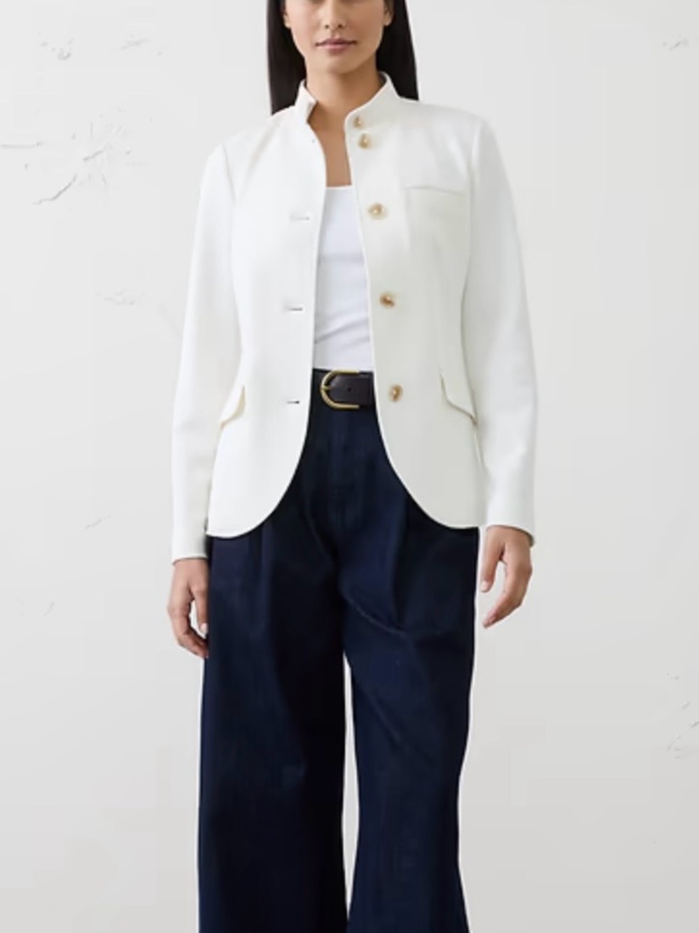 Cropped Stand-Collar Women's Cream Jacket